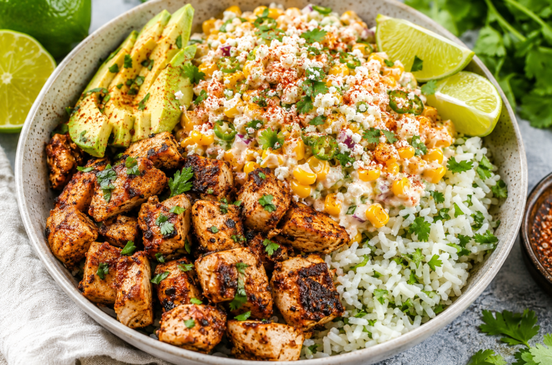 High-Protein Street Corn Chicken Bowl