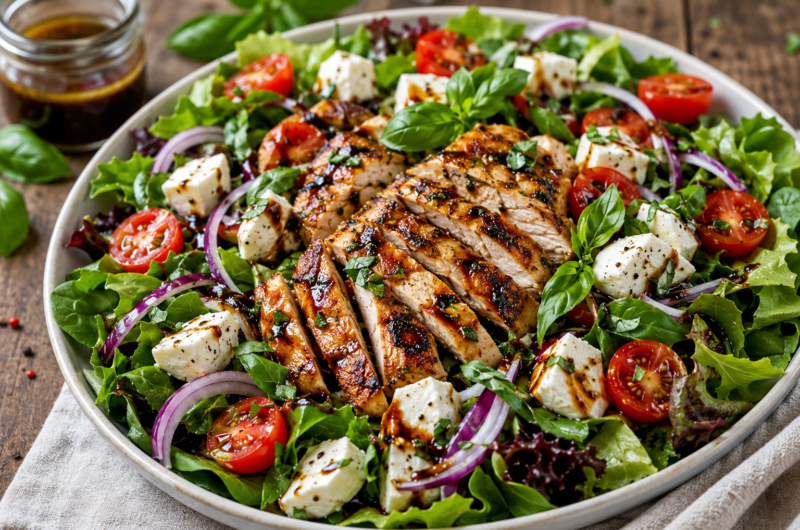 Baked Marinated Chicken Salad with Mozzarella and Balsamic Vinaigrette