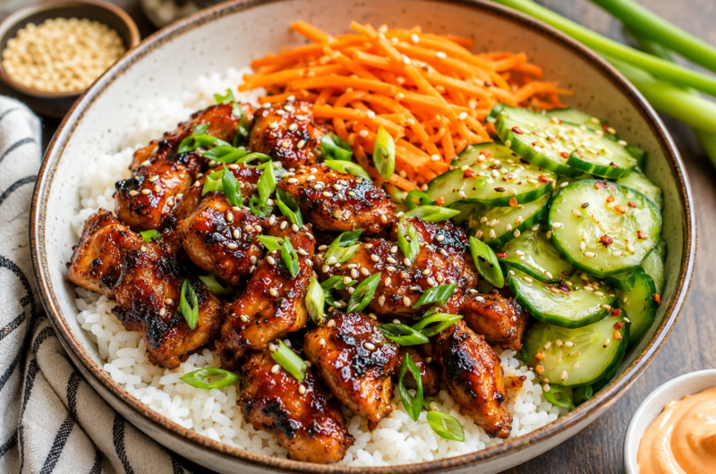 High Protein Korean BBQ Chicken Rice Bowl