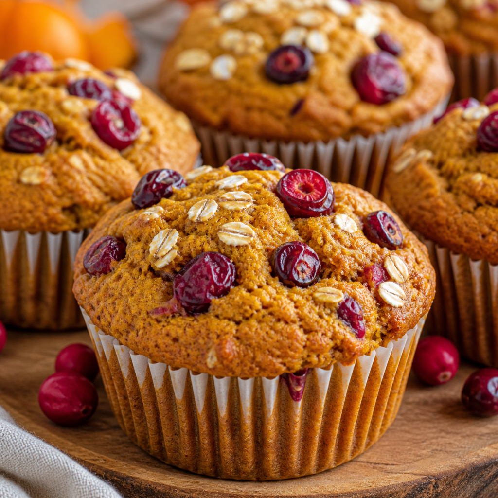 Healthy Pumpkin Cranberry Muffins
