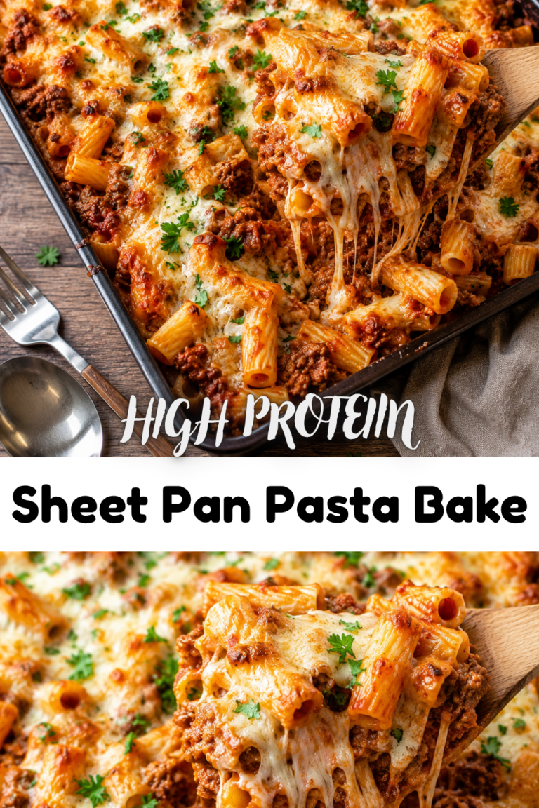High Protein Sheet Pan Pasta Bake