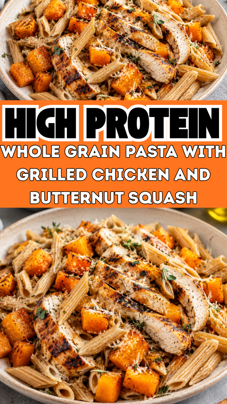 Whole Grain Pasta with Grilled Chicken and Butternut Squash