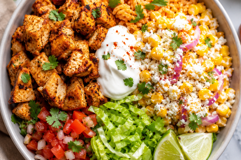 Mexican Street Corn Chicken Rice Bowl