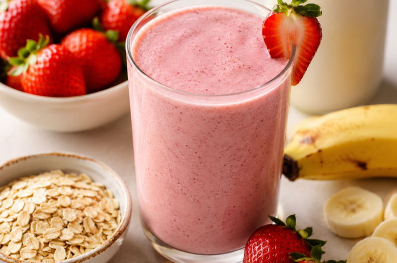Strawberry Oatmeal Breakfast Smoothie