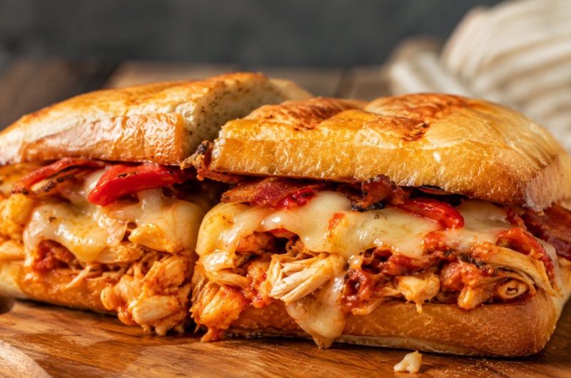 Hot Buffalo Chicken, Bacon, and Cheese Sandwich