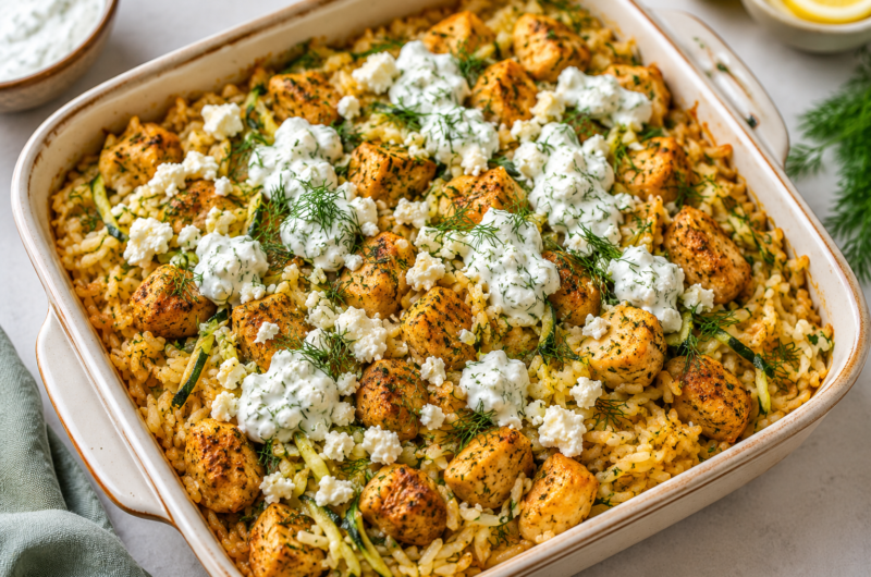 Dump-and-Bake Chicken Tzatziki Casserole