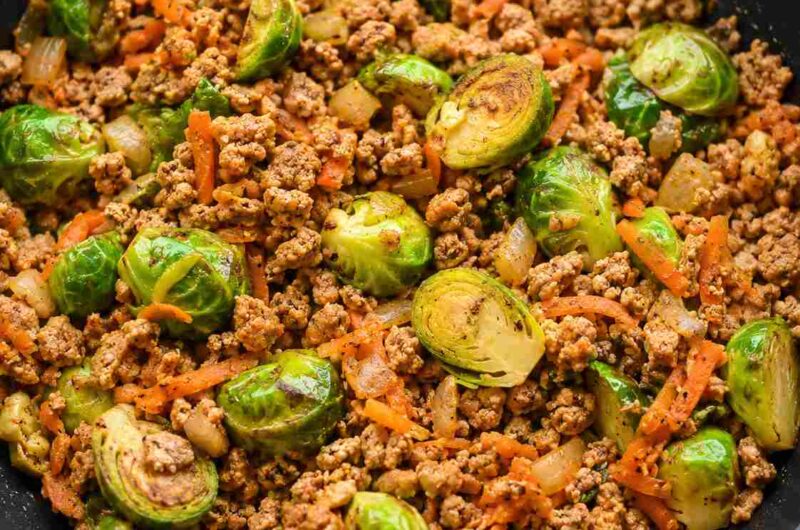 Ground Turkey and Brussel Sprouts Skillet