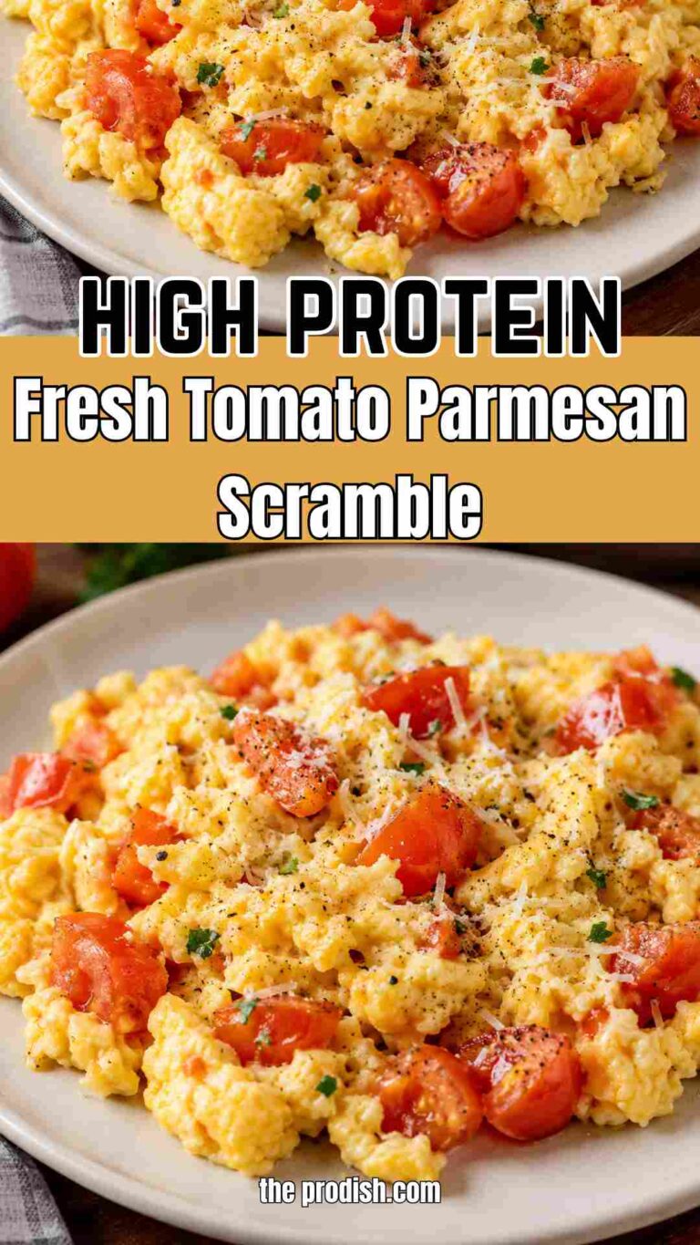 Fresh Tomato Parmesan Scramble (High Protein Breakfast)