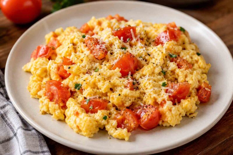 Fresh Tomato Parmesan Scramble (High Protein Breakfast)