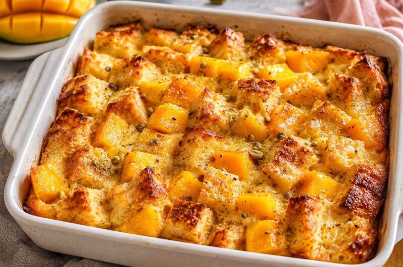 Mango Cardamom Bread Pudding