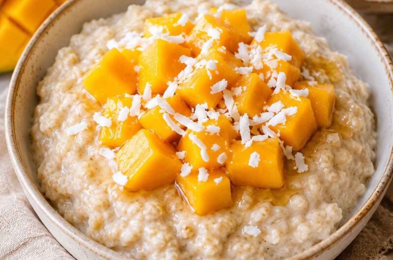 Oat Pudding with Mango and Coconut