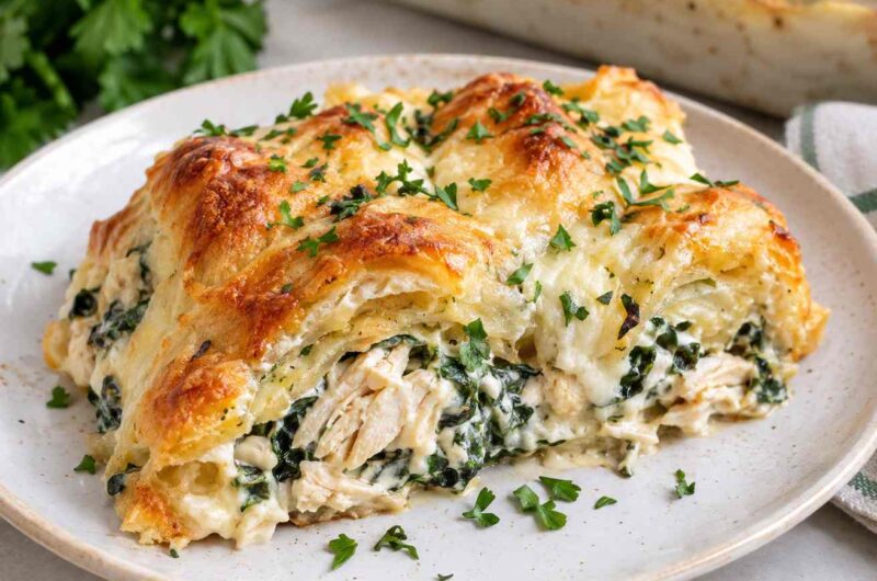 Chicken Alfredo Crescent Roll Casserole