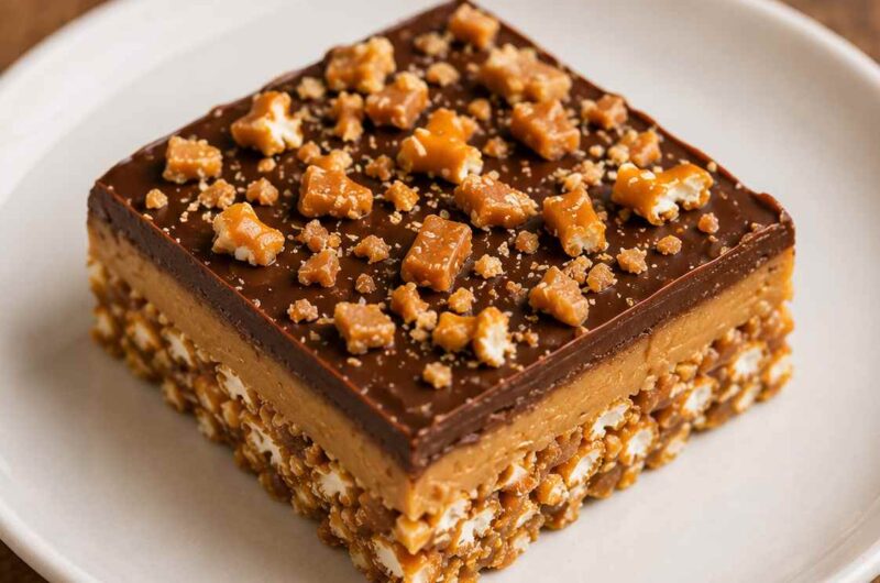 No-Bake Peanut Butter Pretzel Toffee Bars