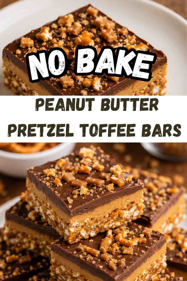No-Bake Peanut Butter Pretzel Toffee Bars