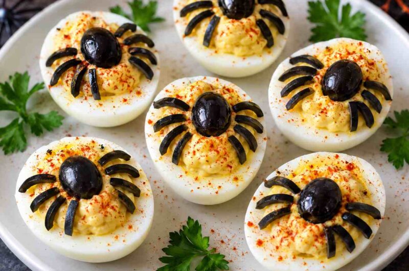 Spider Deviled Eggs