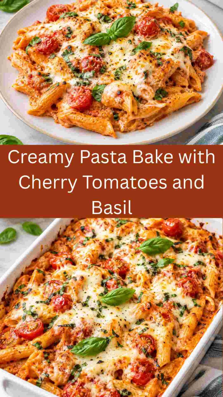 Creamy Pasta Bake with Cherry Tomatoes and Basil